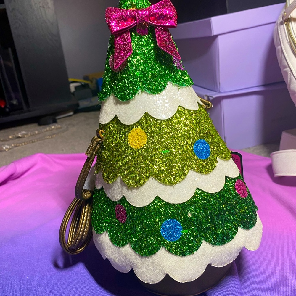 Betsey Johnson light up Christmas tree crossbody purse bag